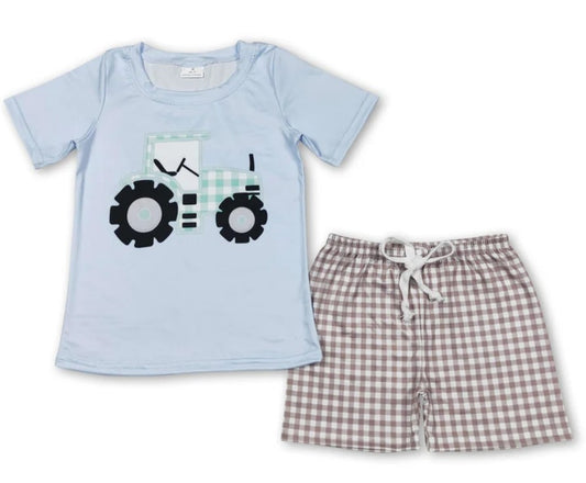 Tractor top plaid shorts boys farm clothing
