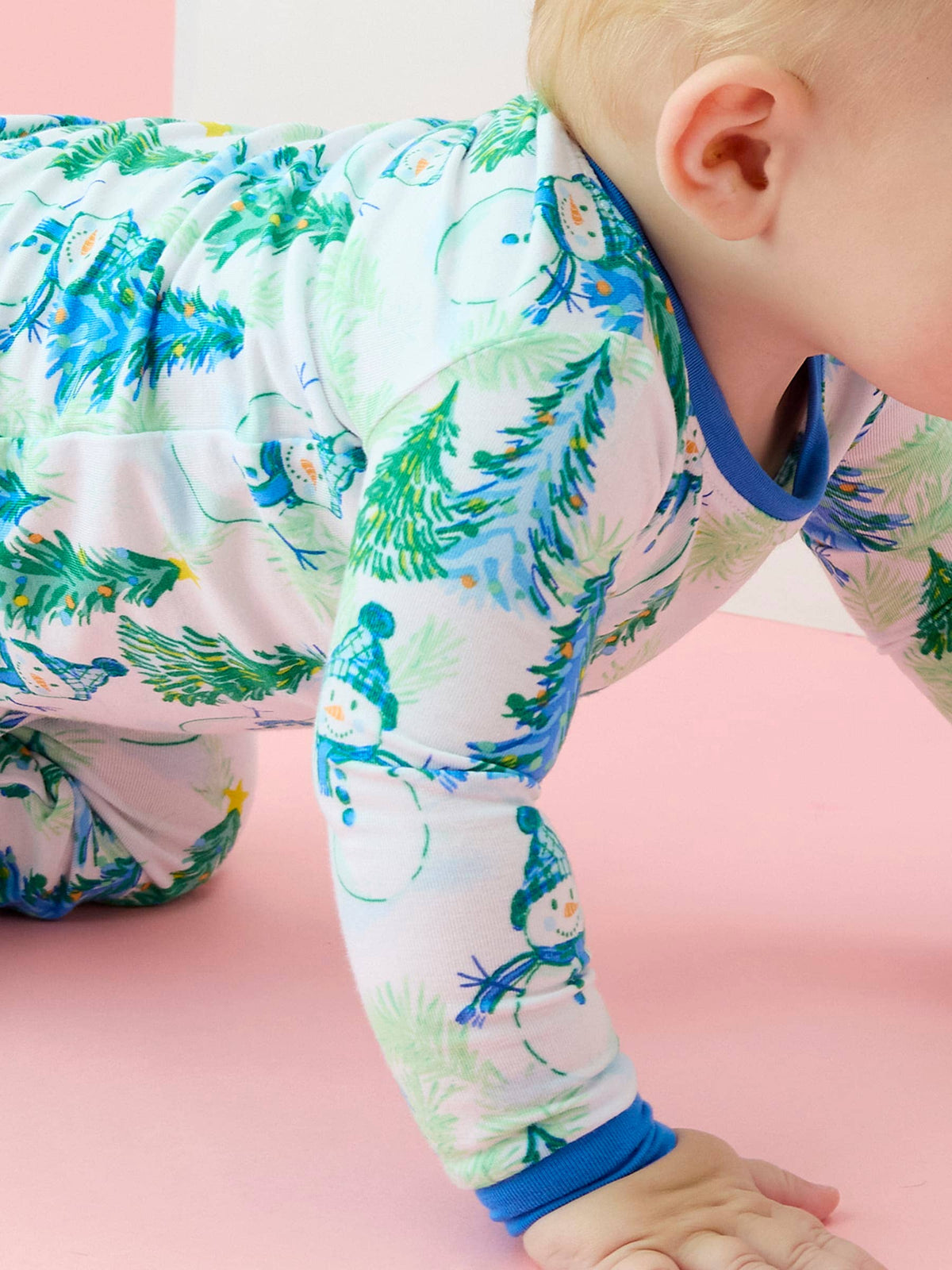 SoftSnooze™ Kids Bamboo Viscose Blue Snowman Grove Long Sleeve Pajama Set