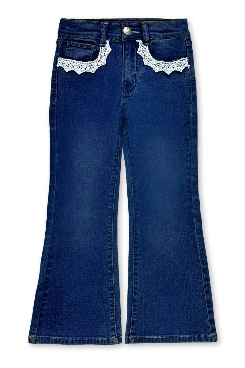 Girl's Flare Leg Denim Jean w/ Crochet