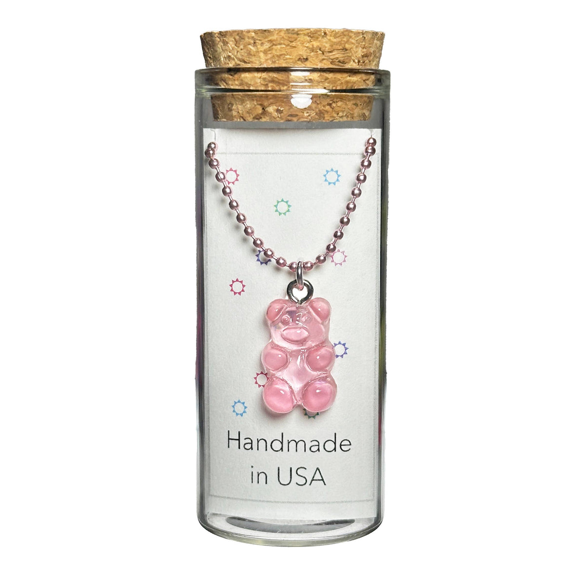Gummy Bear Necklace on Matching Ball Chain in a Jar