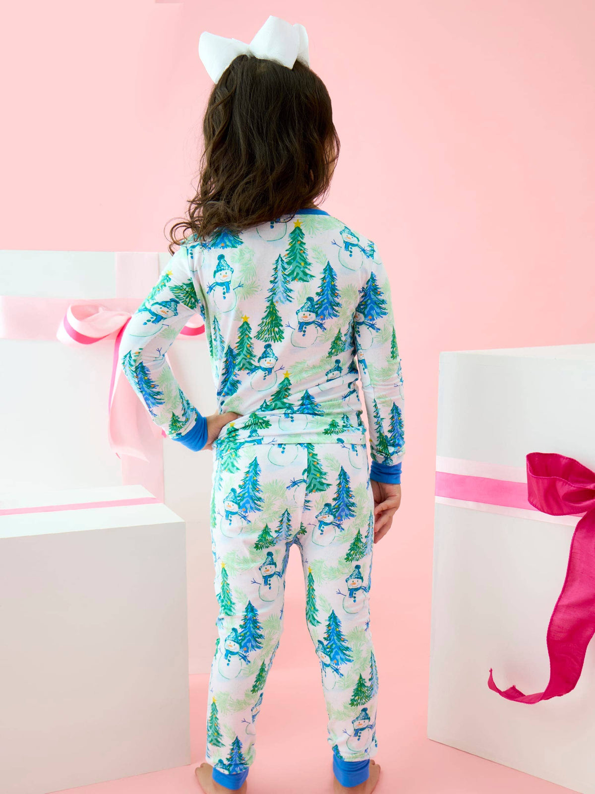 SoftSnooze™ Kids Bamboo Viscose Blue Snowman Grove Long Sleeve Pajama Set