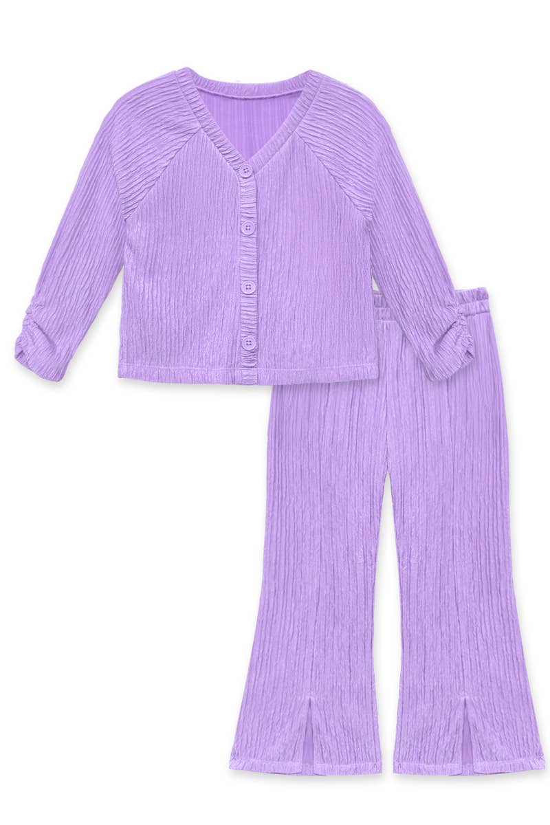 Girls 2 pc Crinkle Plisse Pant Set