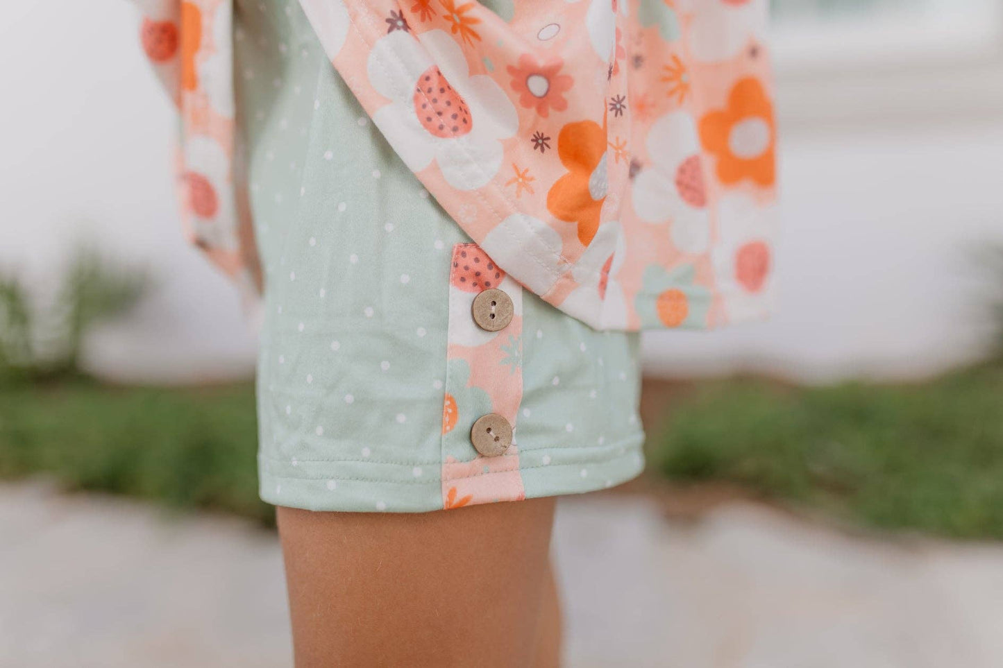 Sage & Rust Retro Flower Spring Summer Short Set