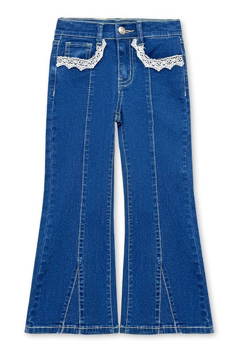 Girl's Flare Leg Denim Jean w/ Crochet