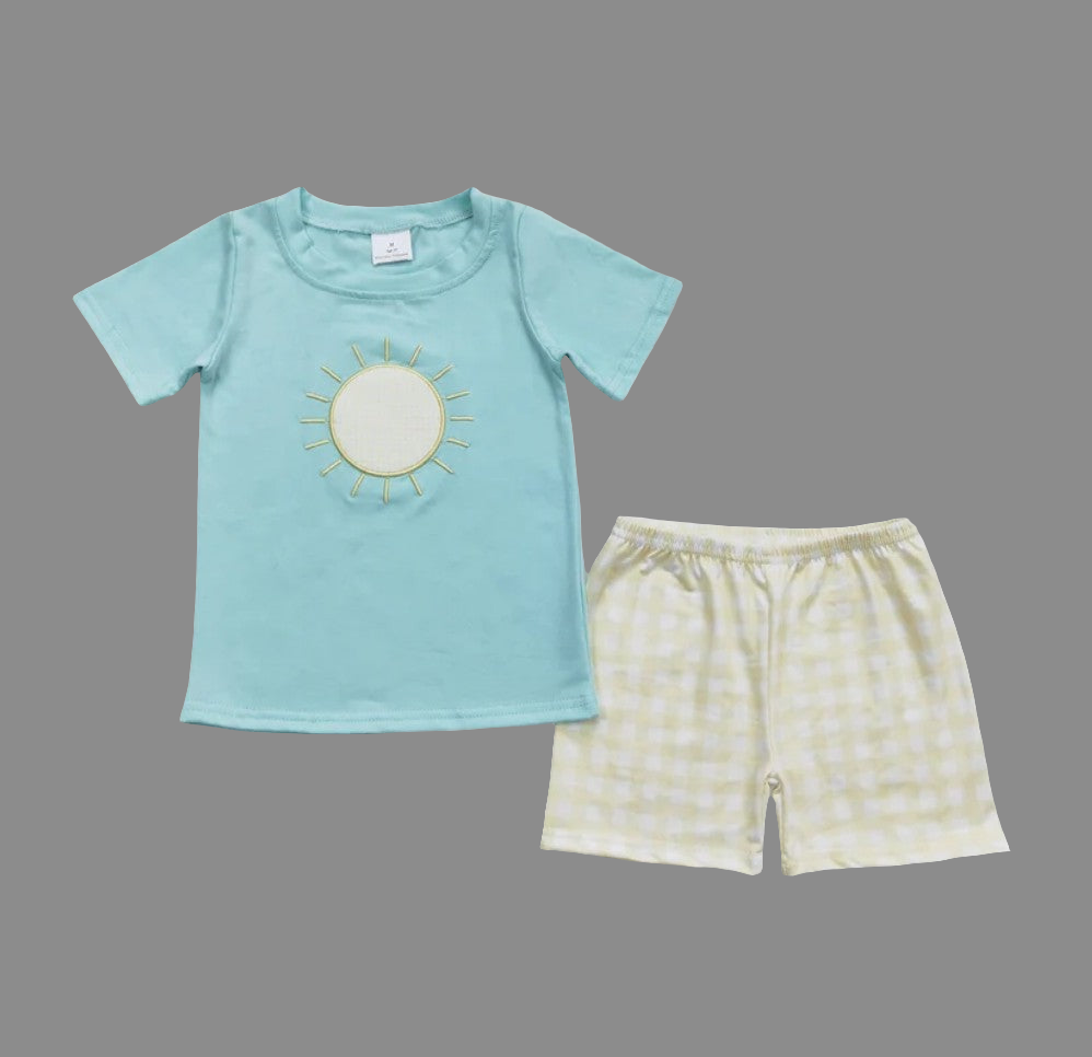 Sun shirt yellow plaid shorts boys summer outfits