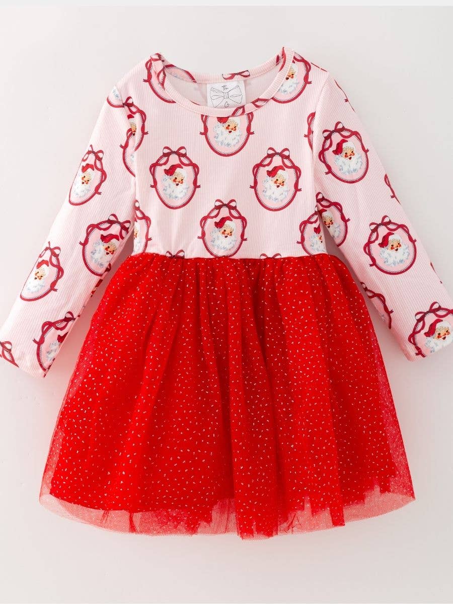 Vintage Santa Christmas Girls Tutu Dress