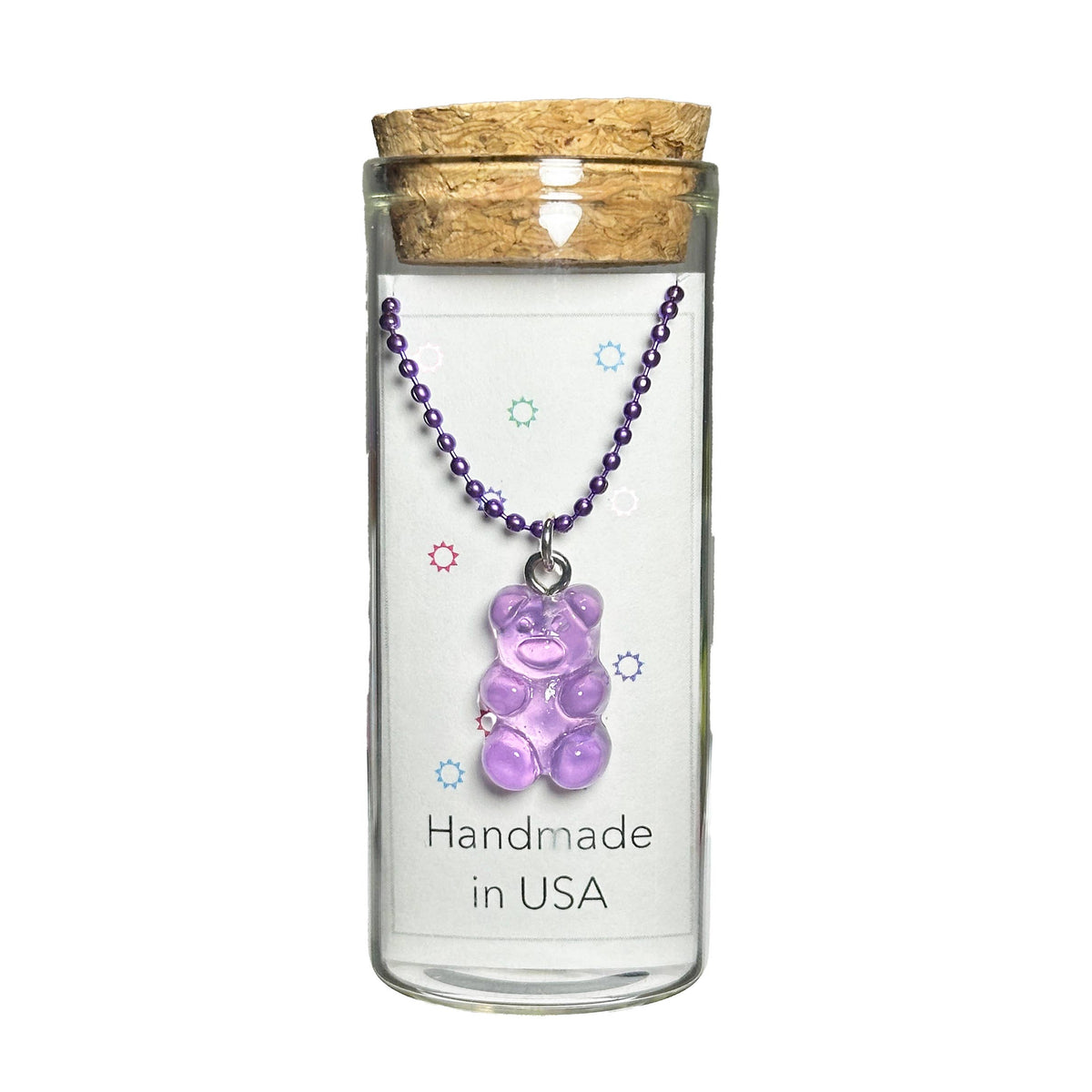 Gummy Bear Necklace on Matching Ball Chain in a Jar