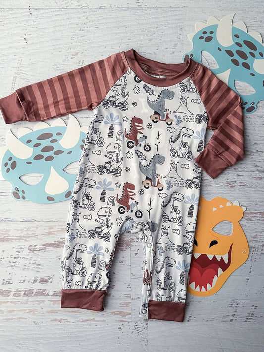 Dinosaurs on Bicycles Infant Boy's Onesie