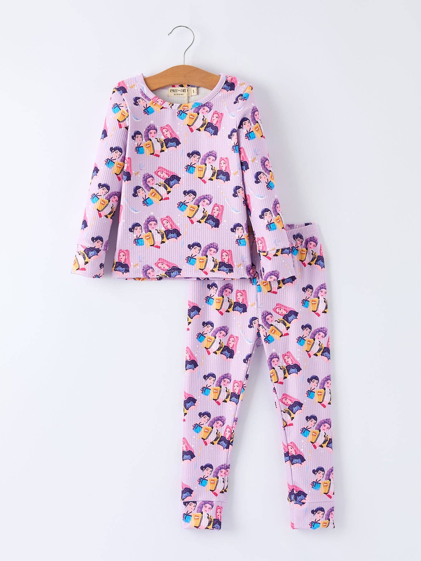 Girls Purple Character Print Long Sleeve Set