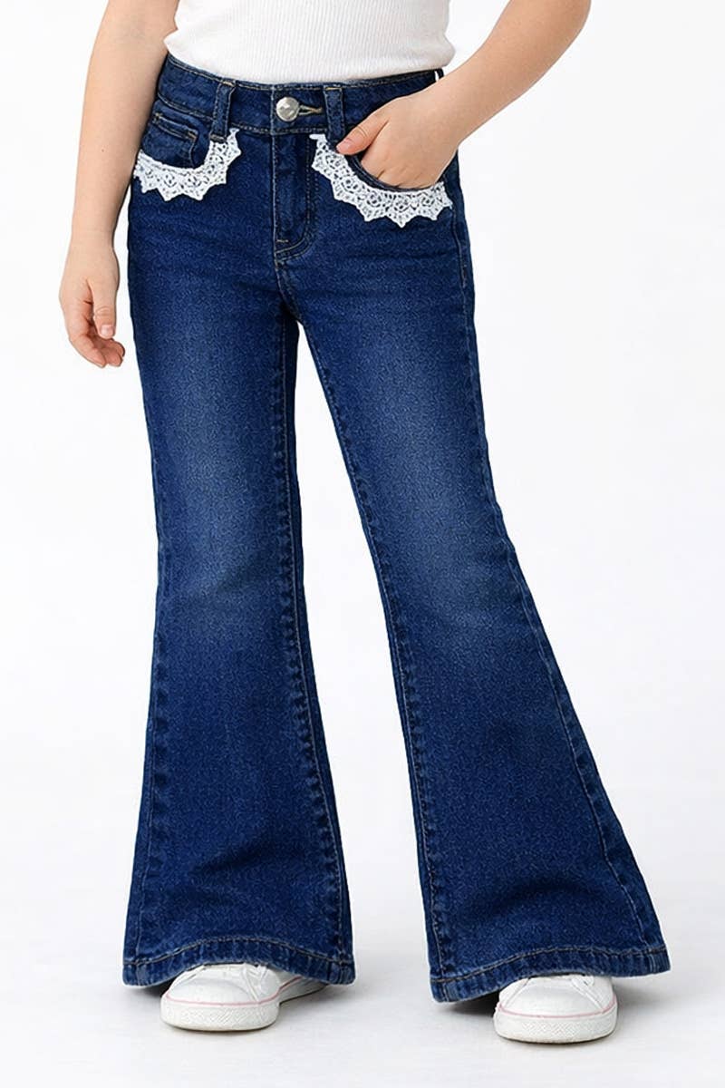 Girl's Flare Leg Denim Jean w/ Crochet