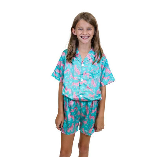 Kids See ya, Cheetah Satin Pajama Short Set
