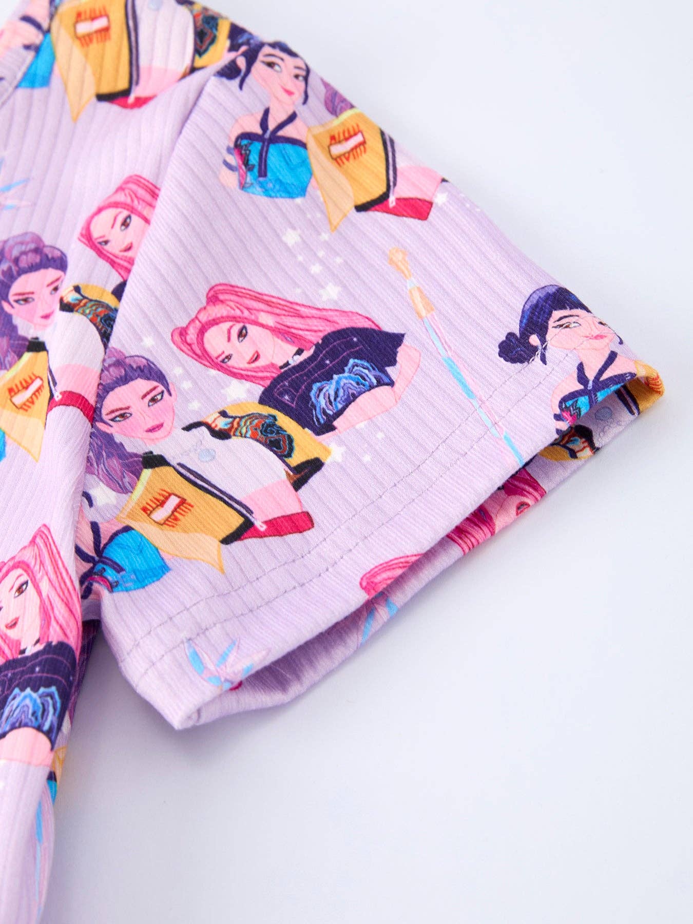 Girls Purple Print Short Sleeve Twirl Dress