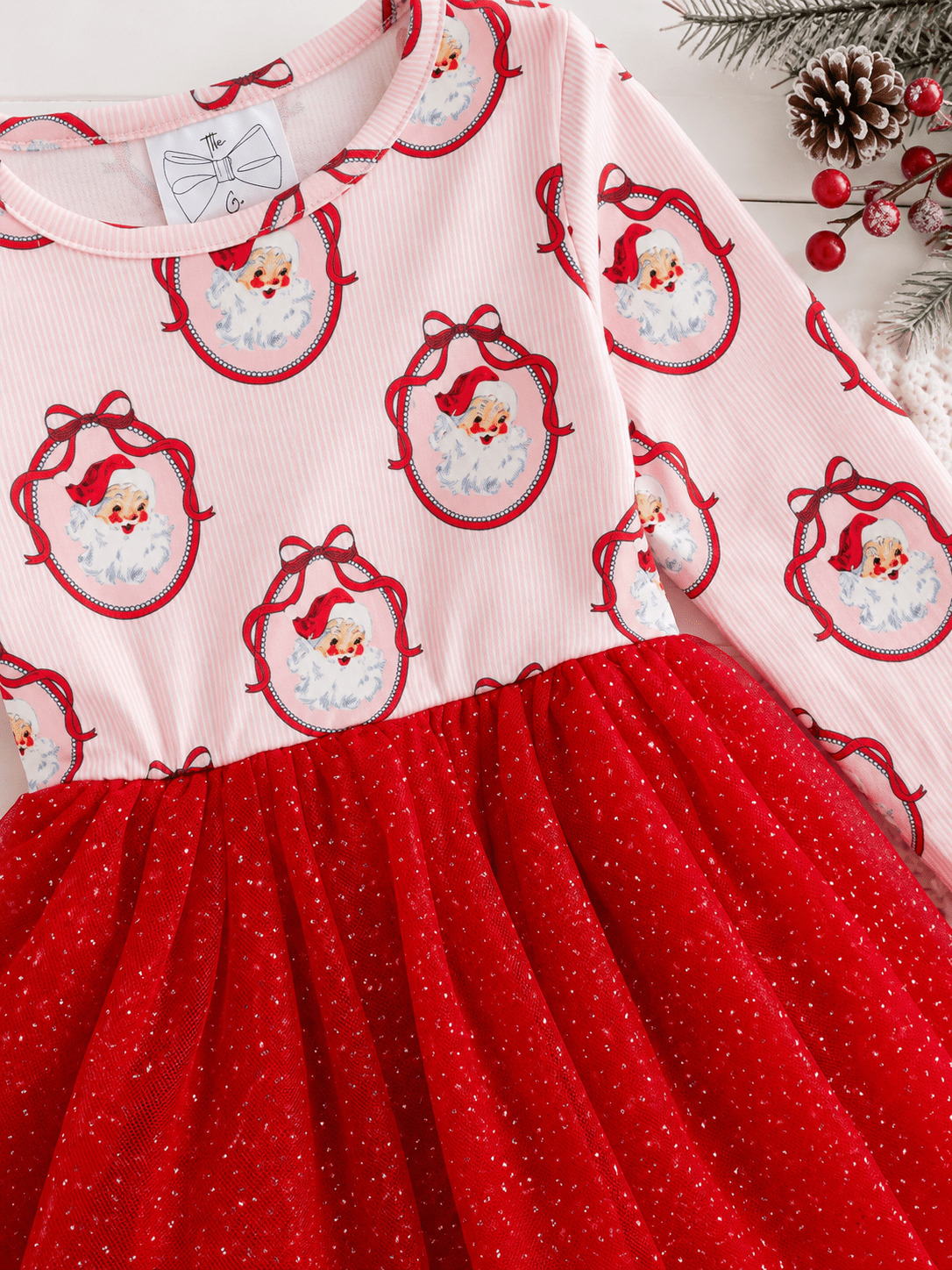 Vintage Santa Christmas Girls Tutu Dress