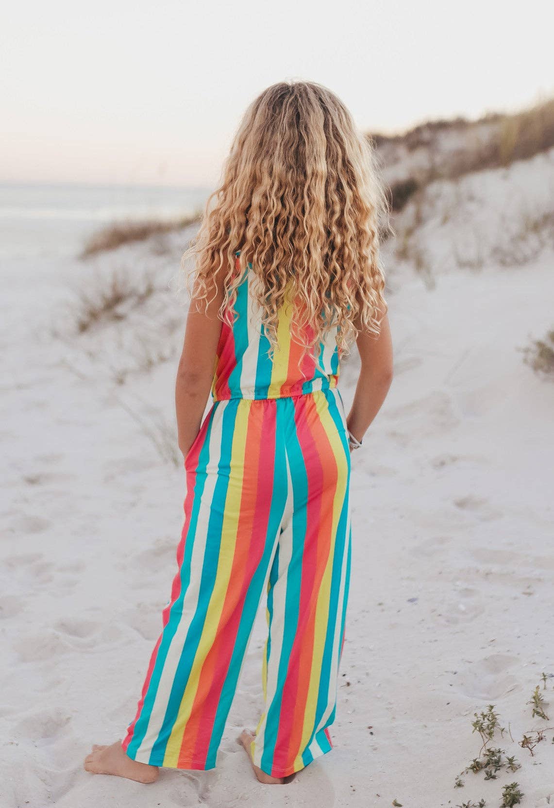 Millie Rainbow Stripe Spring Jumpsuit With Pockets