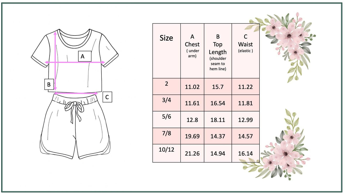 Bright Pink Teal Flower Spring Summer Short Set
