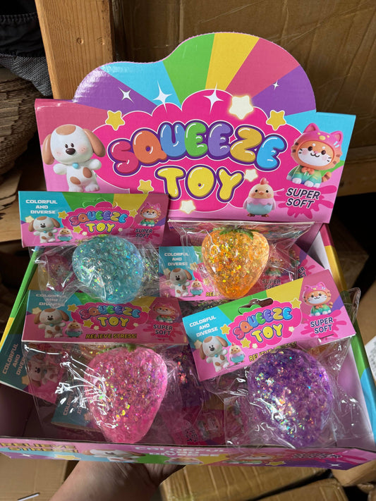Sugar Squishy Strawberry Glitter | 12/pk | Mixed Color