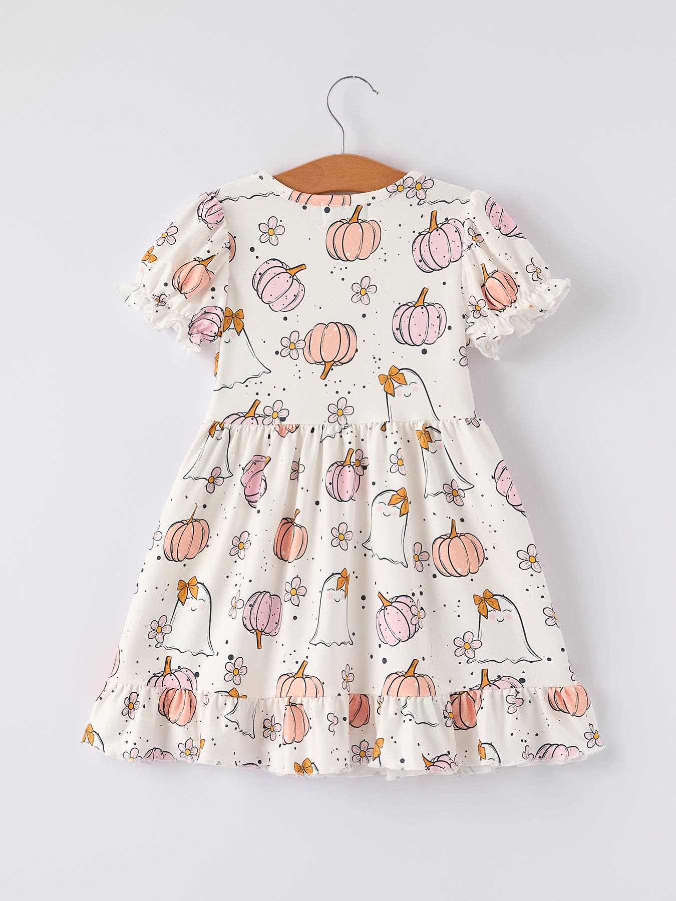 Pumpkin Ghost Print Cute Girls Dress