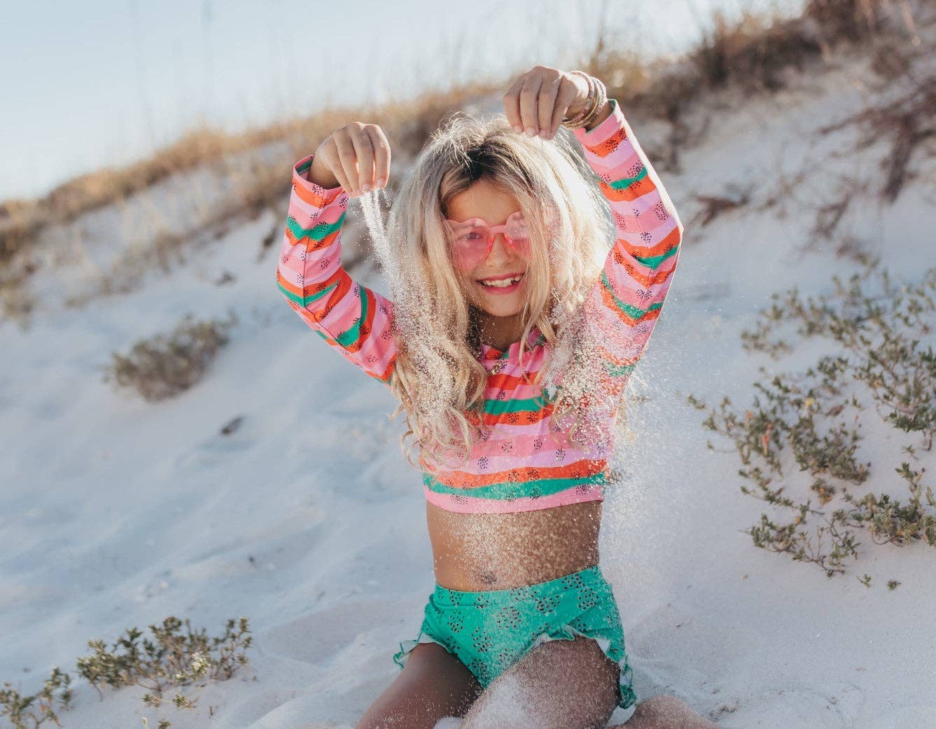 Kids Watermelon Summer 2 Piece Rash Guard Swimsuit