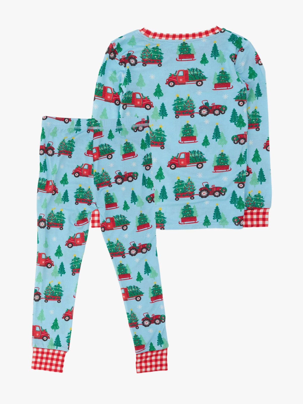 SoftSnooze™ Kids Bamboo Viscose Christmas Tree Farm Trucks Long Sleeve Pajama Set
