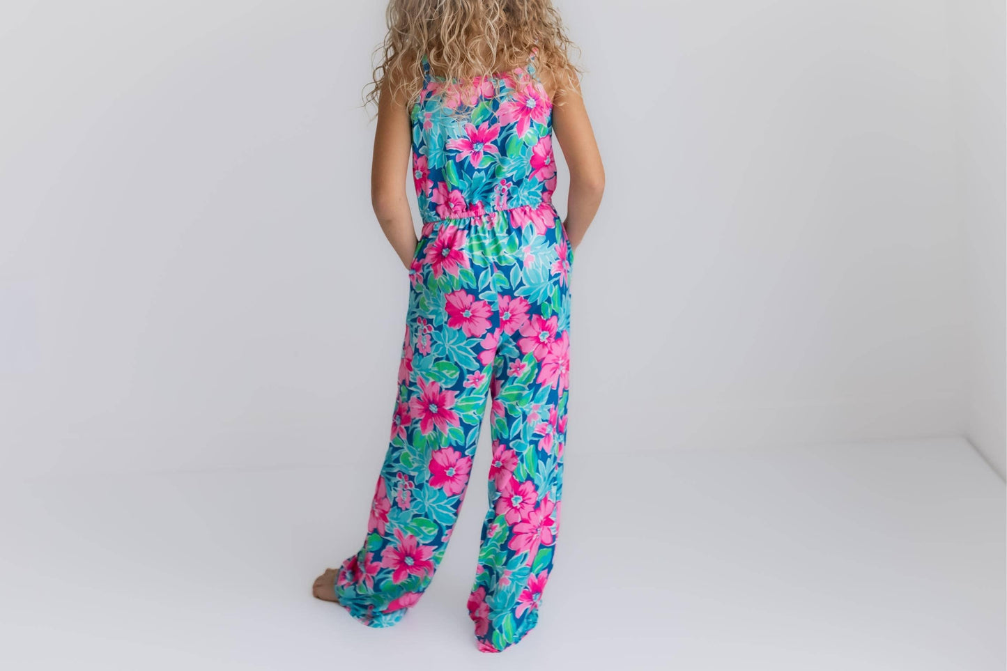 Bright Pink Tropical Spring Summer Jumpsuit With Pockets