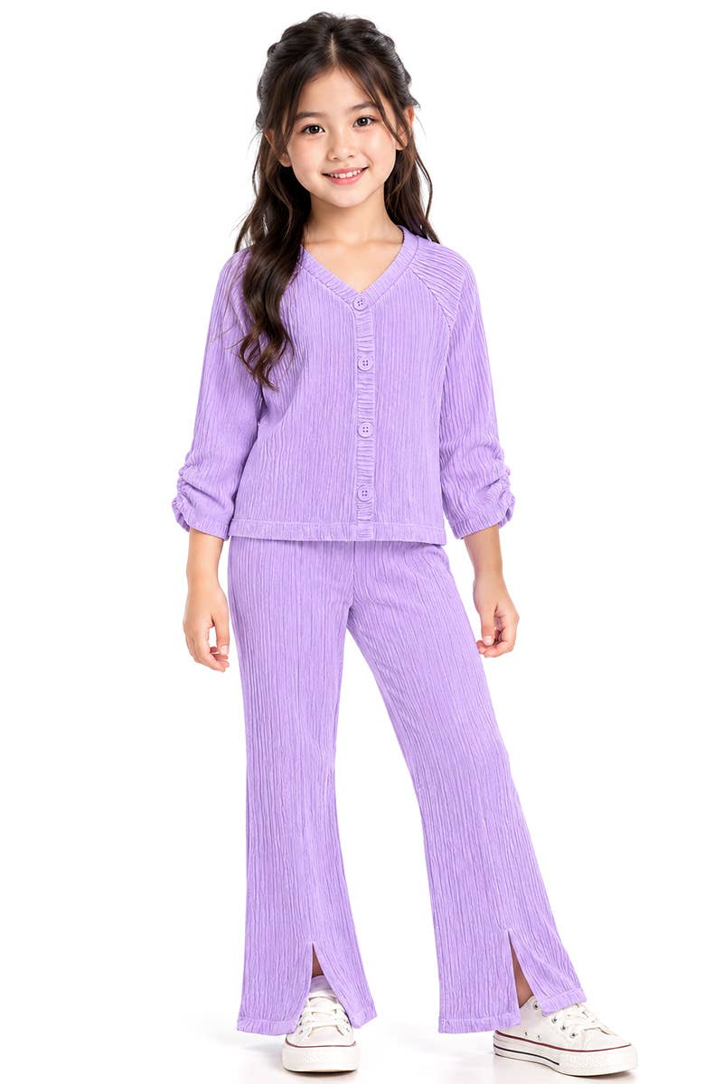 Girls 2 pc Crinkle Plisse Pant Set