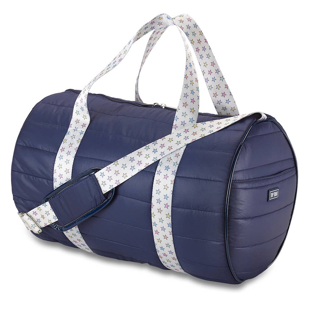 Navy Puffer Duffle with Multi Star Strap