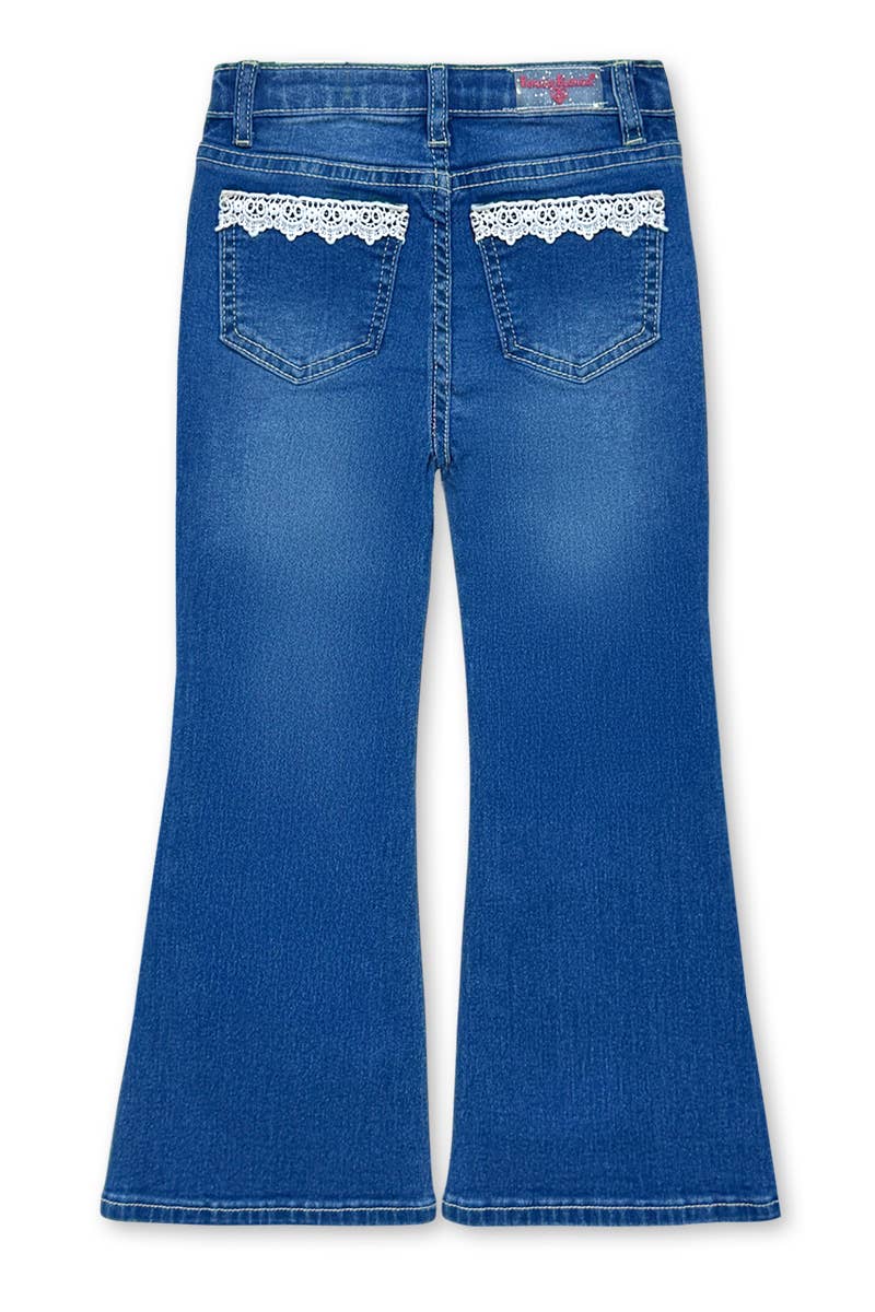 Girl's Flare Leg Denim Jean w/ Crochet