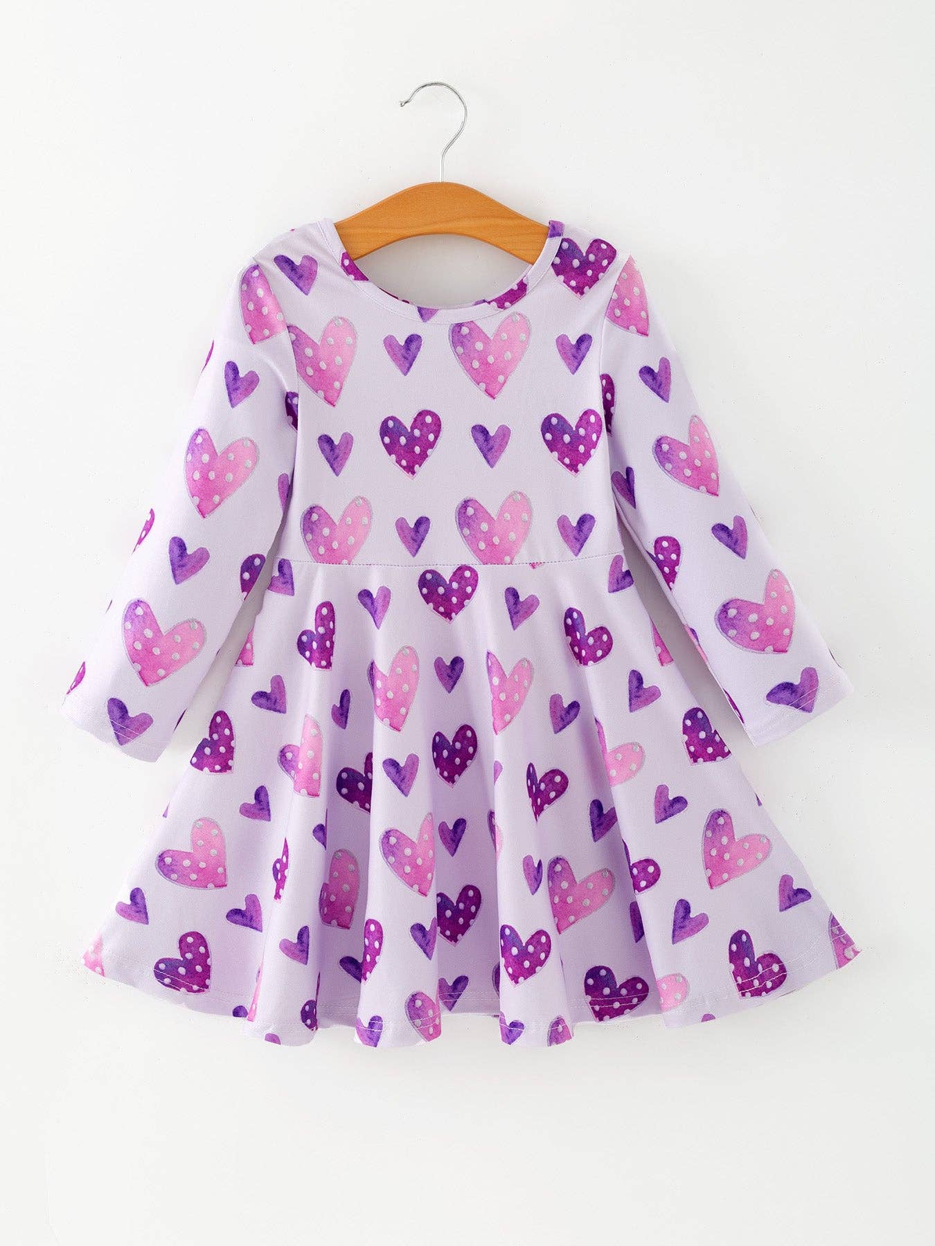Valentine's Day Cute Purple Heart Polka Dot Dress