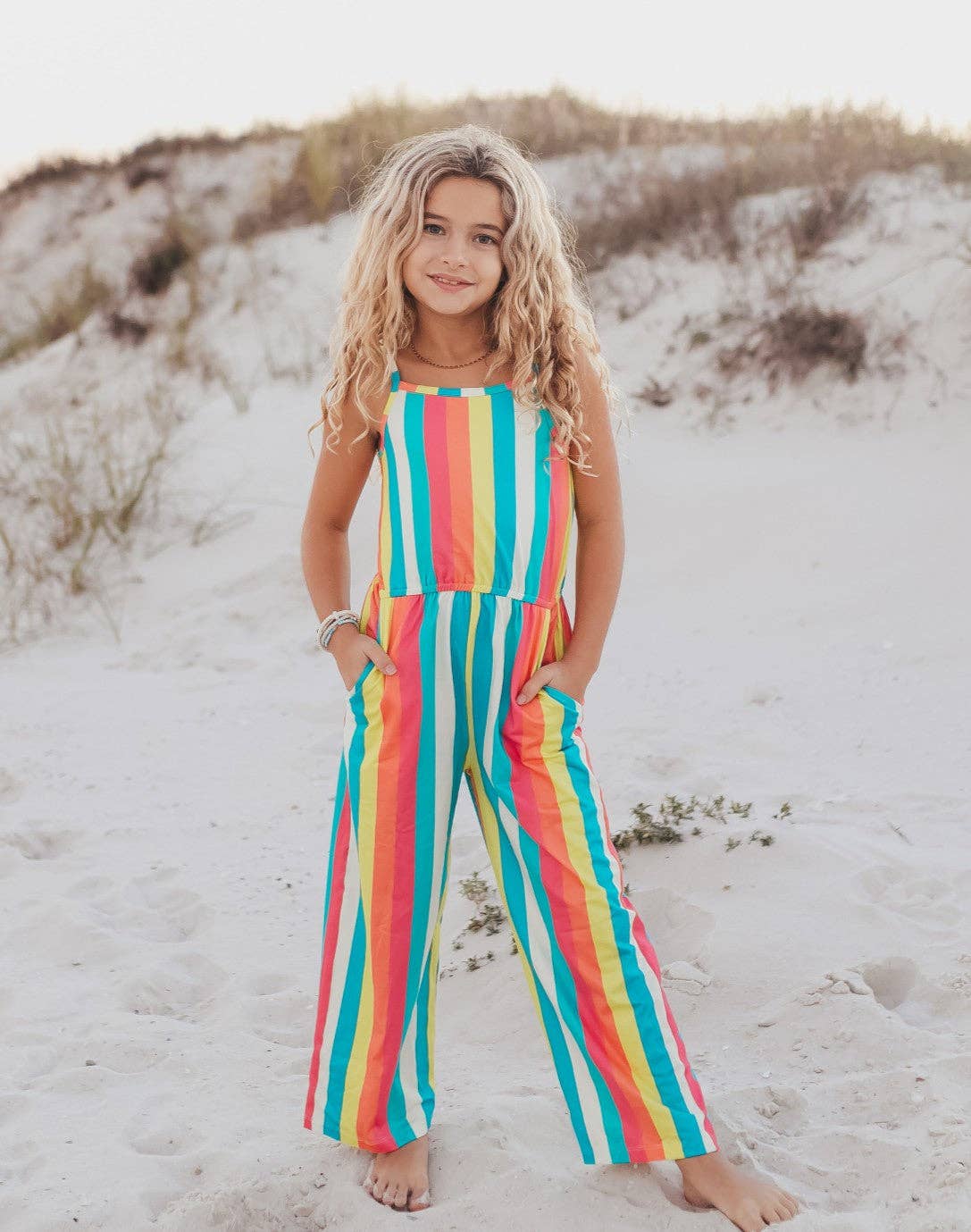 Millie Rainbow Stripe Spring Jumpsuit With Pockets