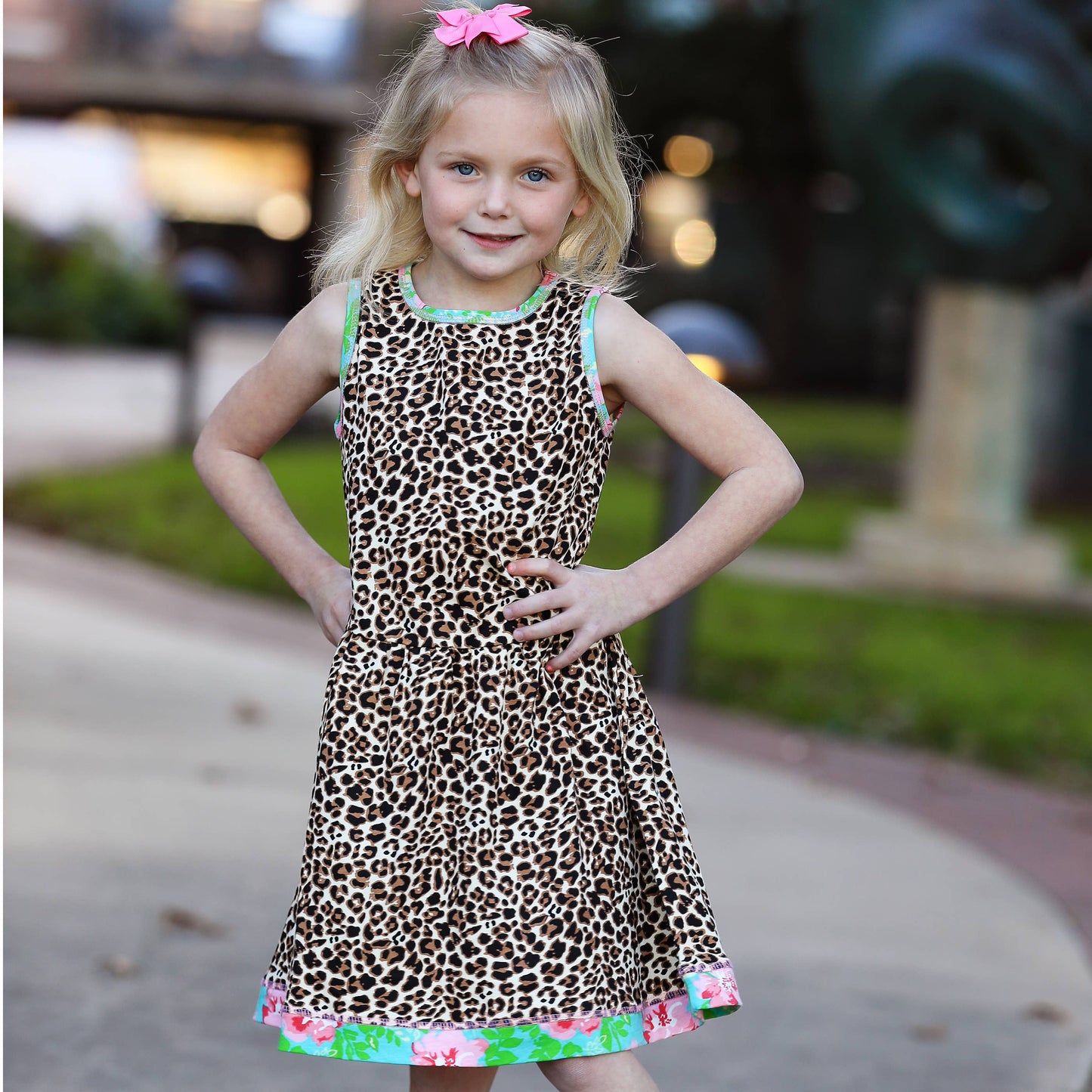 Leopard Floral Swing Dress