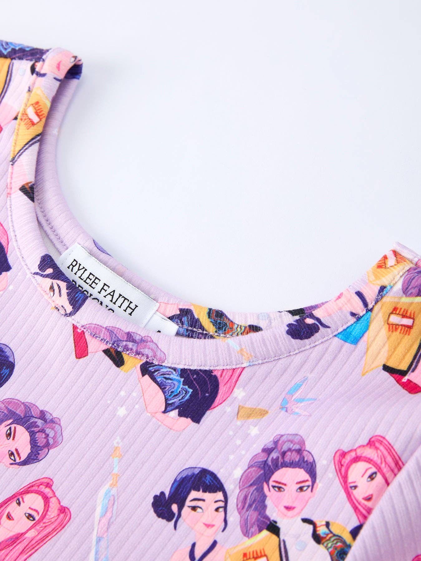 Girls Purple Print Short Sleeve Twirl Dress