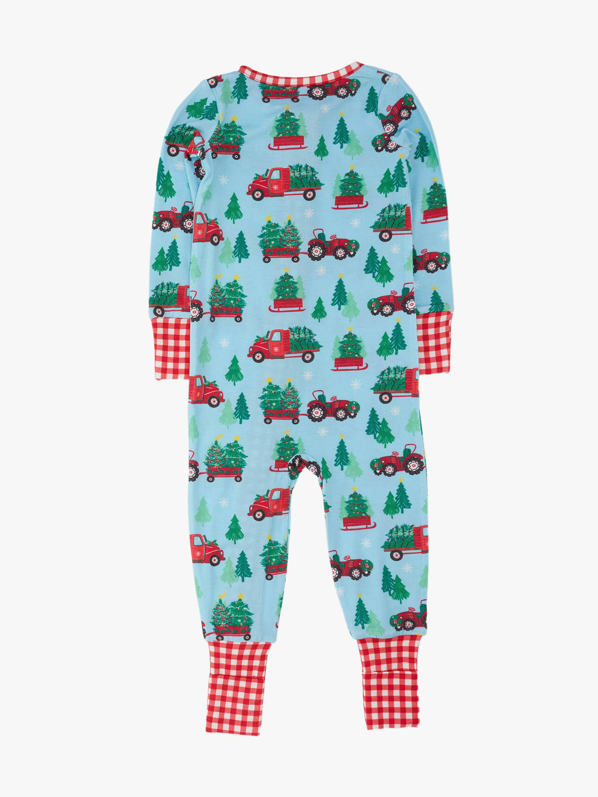 SoftSnooze™ Baby Bamboo Viscose Christmas Tree Farm Trucks Convertible One Piece Footie Pajama