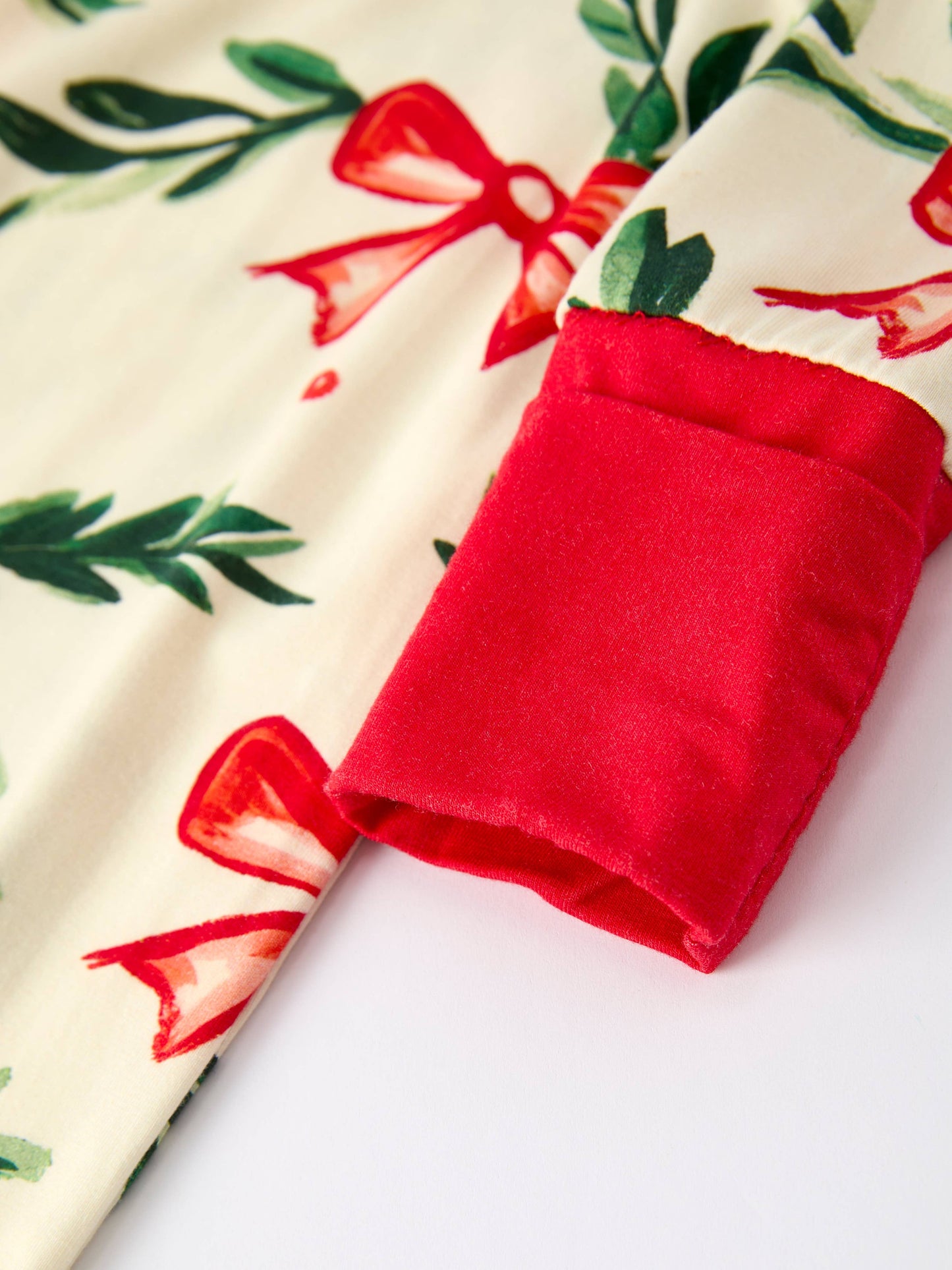 Christmas Bow and Holly Print Pajama Girls Romper