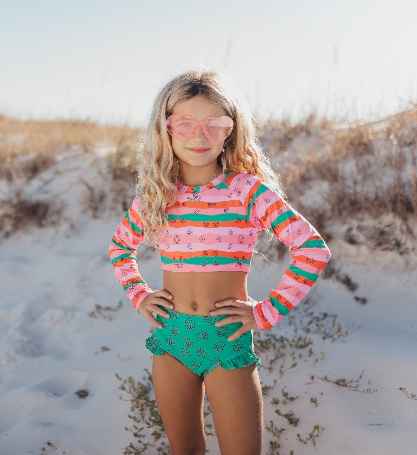 Kids Watermelon Summer 2 Piece Rash Guard Swimsuit