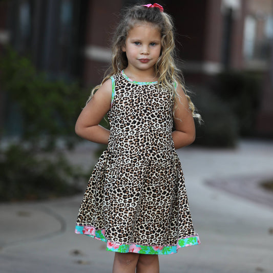 Leopard Floral Swing Dress