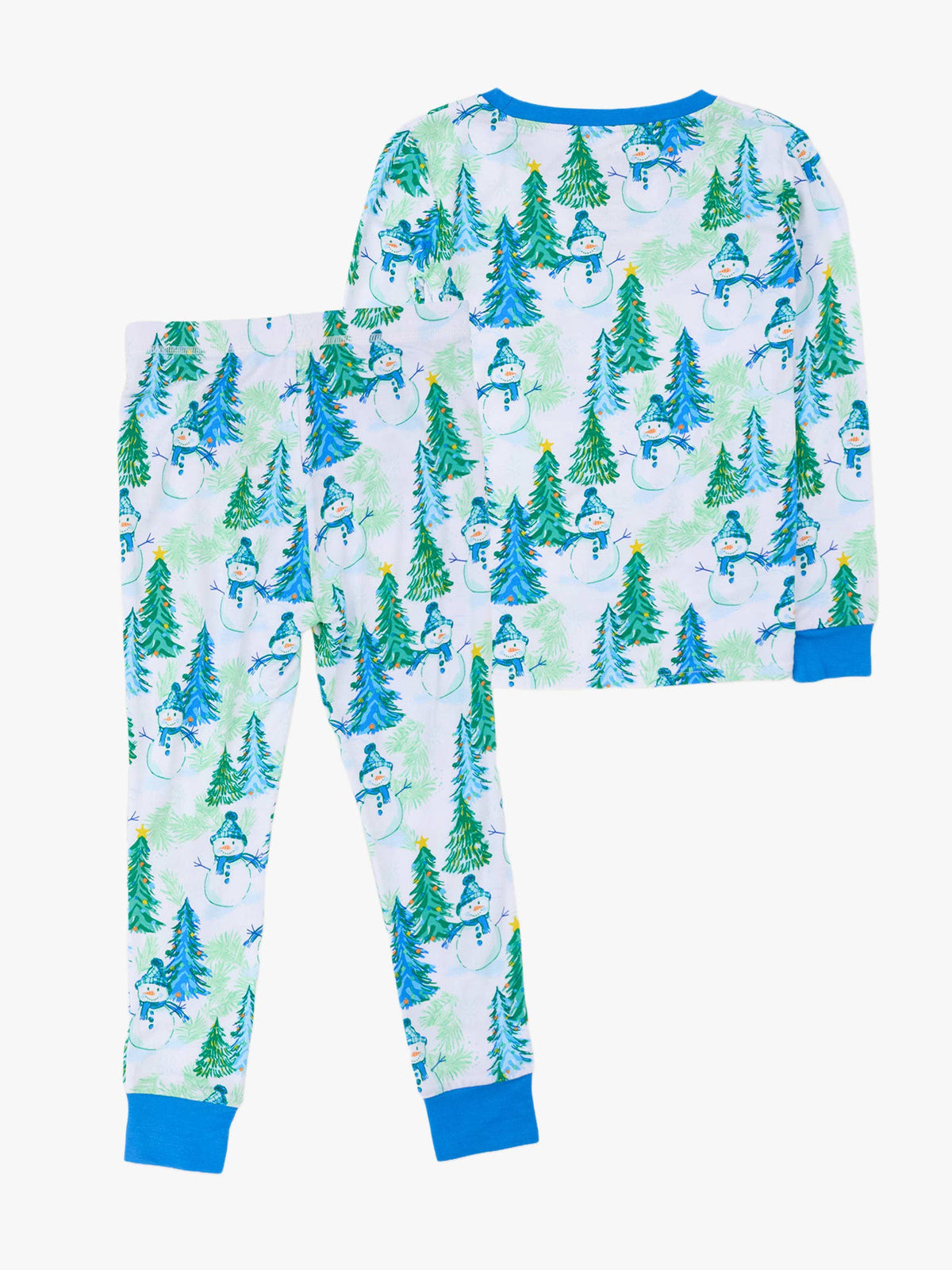 SoftSnooze™ Kids Bamboo Viscose Blue Snowman Grove Long Sleeve Pajama Set