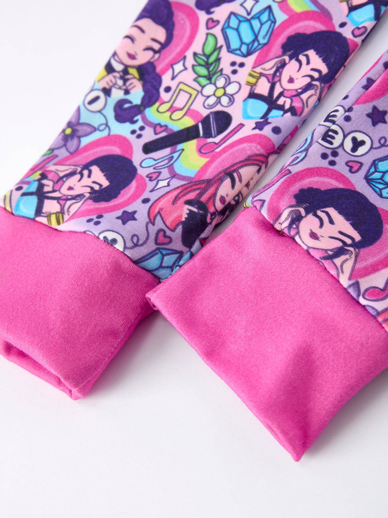 Girls Purple Character Print Short Sleeve Pajamas Set