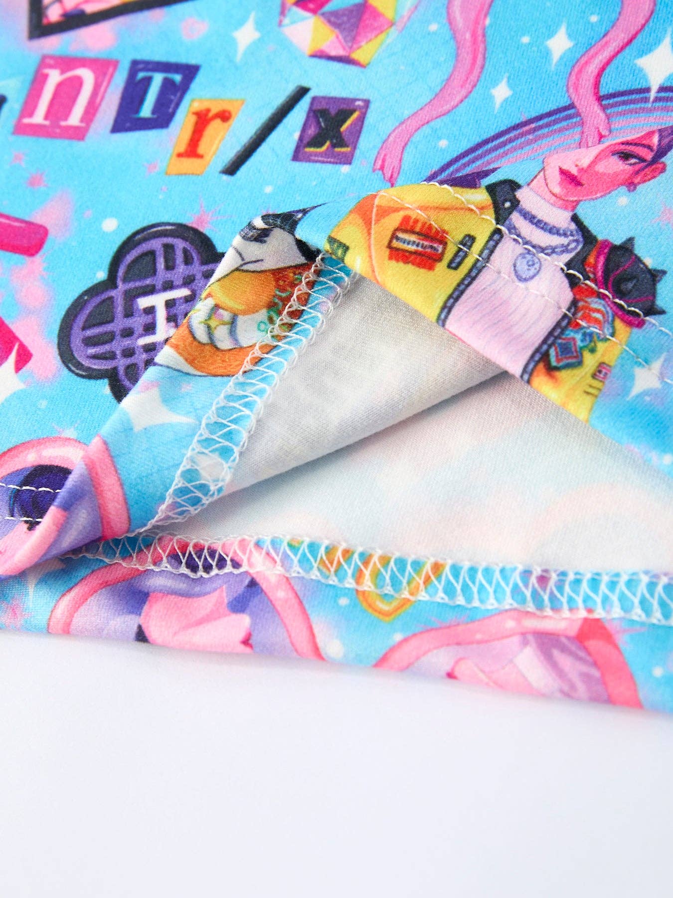 (ETA 3/12/26) Blue Girl Print Top And Ruffle Shorts Set