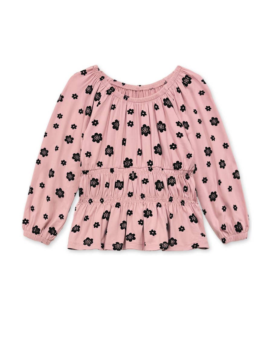 Babydoll Floral Flocking L/S Top