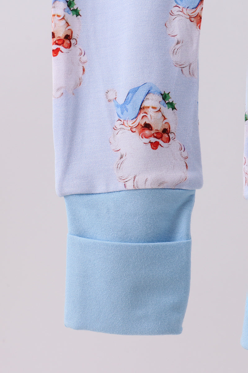 Abby & Evie
Blue santa bamboo pajama zipper romper
