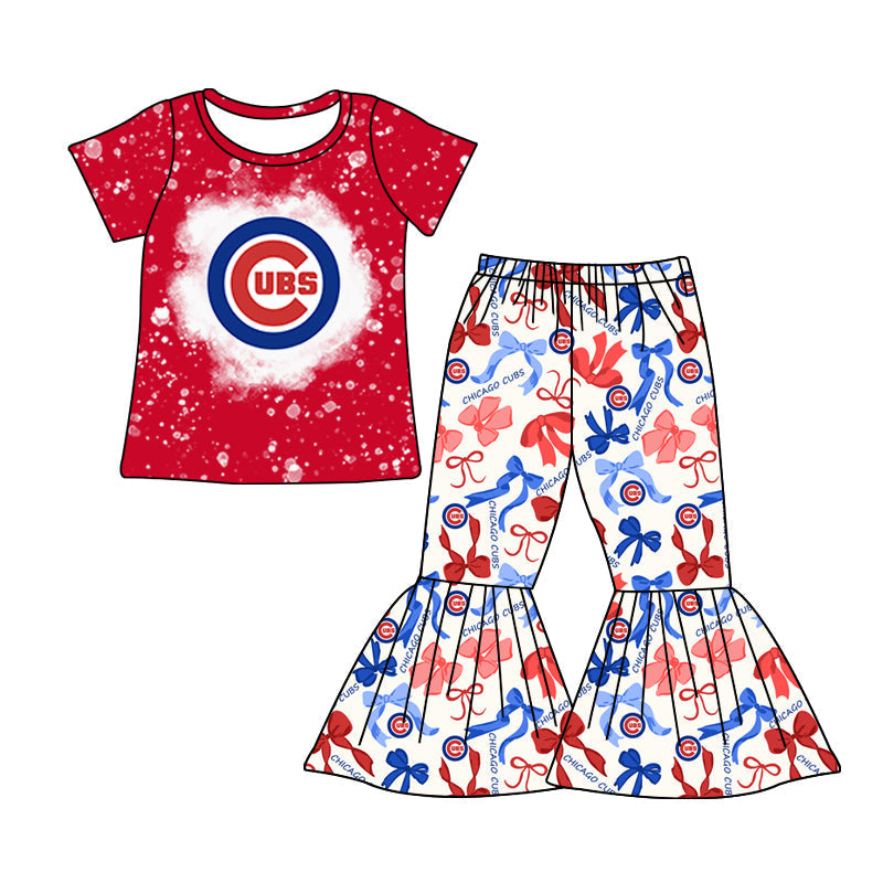 Cubs Bleached Top Bow Pant Set