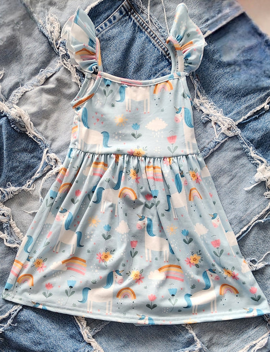 Girls Rainbow Print Dress
