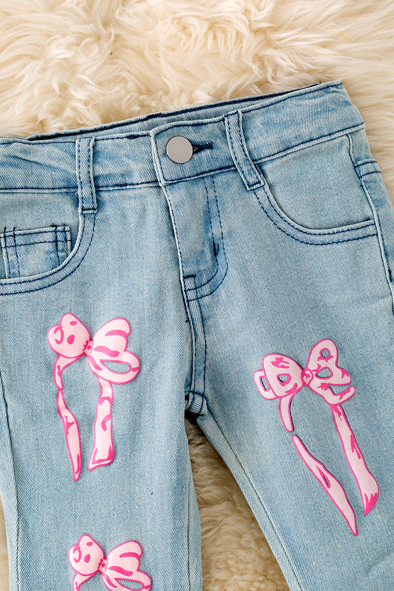 Coquette bow denim jeans
