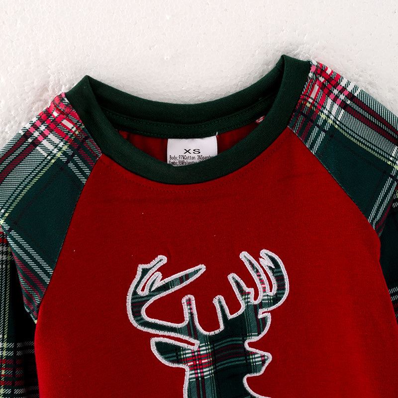 Boys Christmas Deer Applique Cotton Top