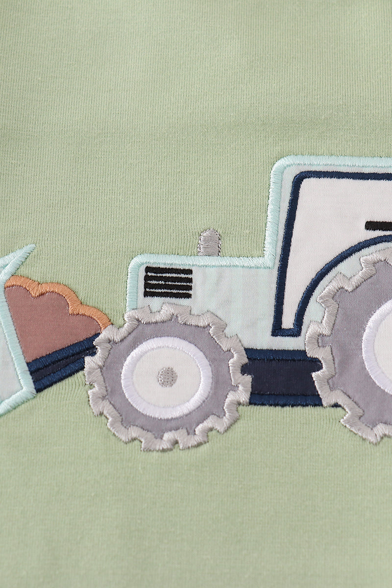 Abby & Evie
Green excavator applique bloomer set