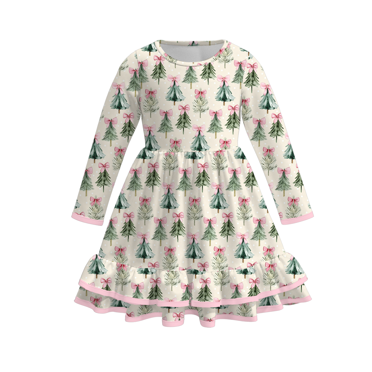 Bow Christmas Tree Ruffle Dress