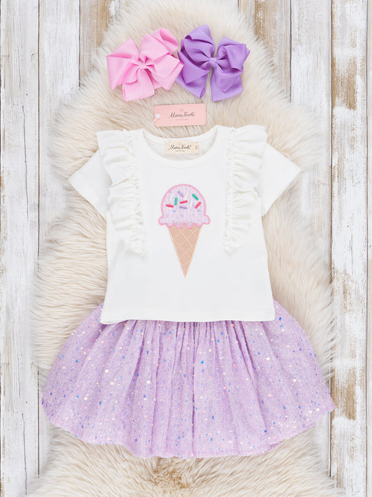 Lilac Ice Cream Cone Outfit w/ Skirt