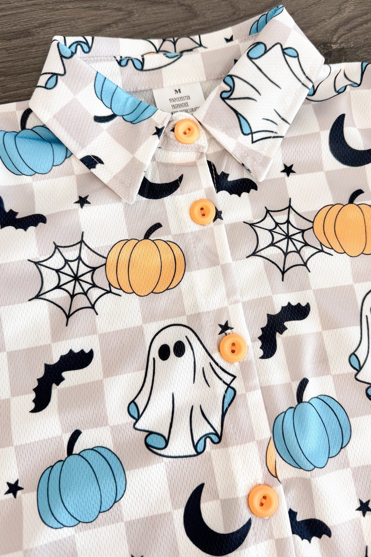 Spooky Checkered Button Down Top