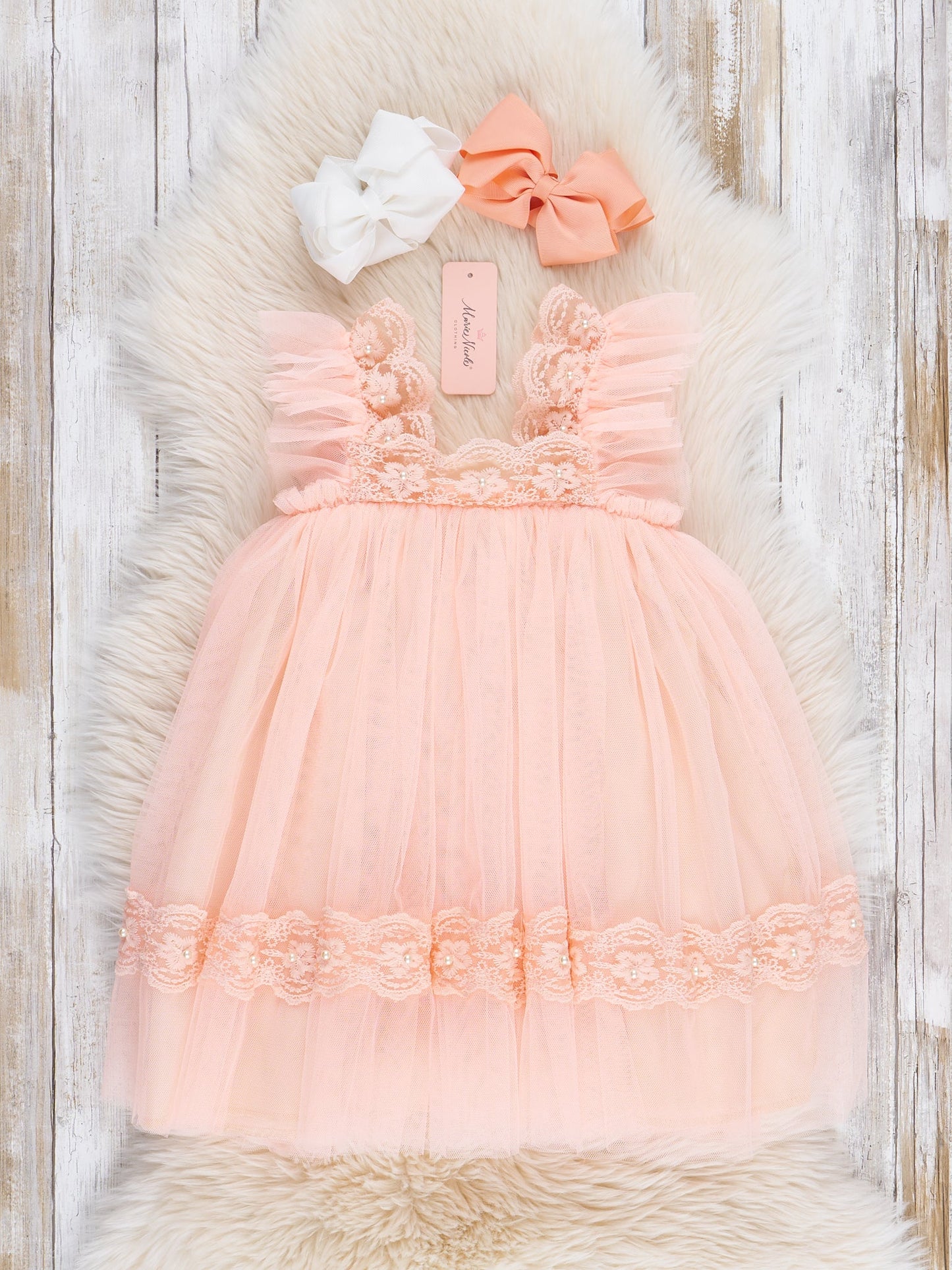Misty Rose Pearl Tulle Dress