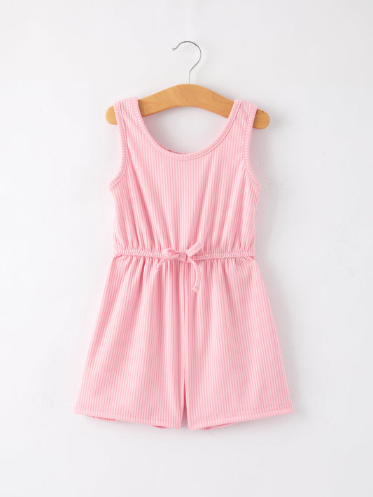 Pink Ribbed Milk Silk Romper